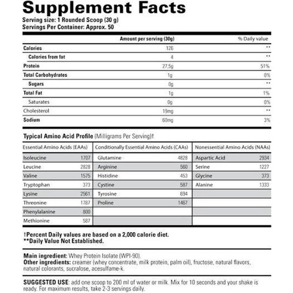 Whey Isolate, Vanilla - 1500g