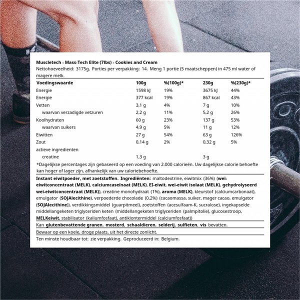 Mass-Tech Elite, cepumi un krējums - 3180g