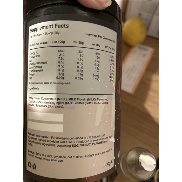 Whey Protein, Double Chocolate - 500g