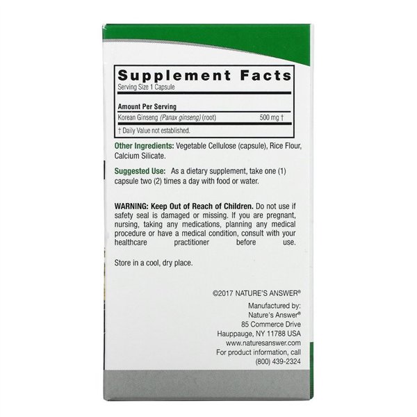 Korejas žeņšeņs, 500 mg - 50 v-kapsulas