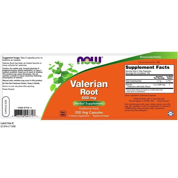 Valerian Root, 500mg - 100 vcaps