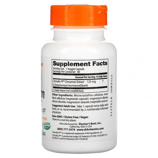 Cinnamon Extract with CinnulinPF, 125mg - 60 vcaps