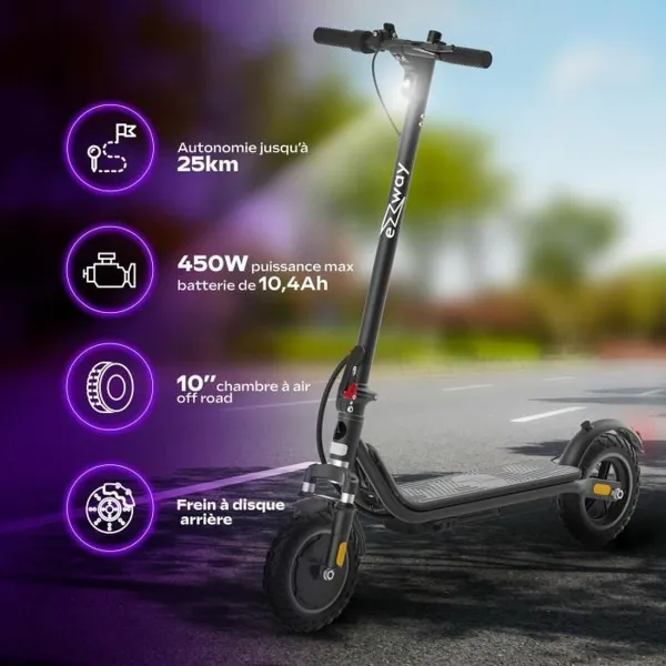 Elektriskuuter EZWAY Must 450 W 25 km/h