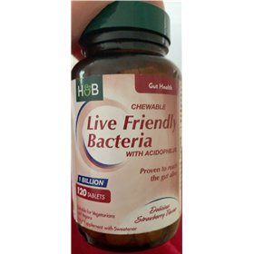 Gyvos draugiškos bakterijos su acidofilais, braškių skonio – 120 kramtomųjų tablečių