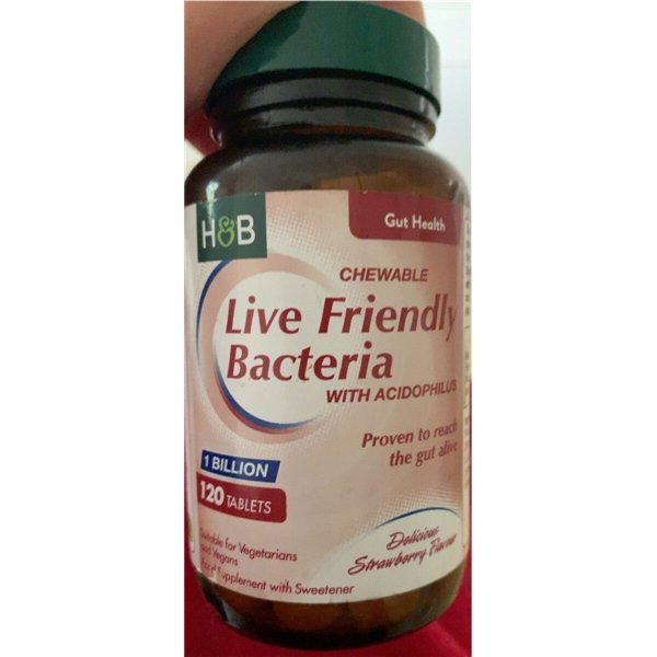 Живые полезные бактерии с ацидофилусом, клубника - 120 жевательных таблеток