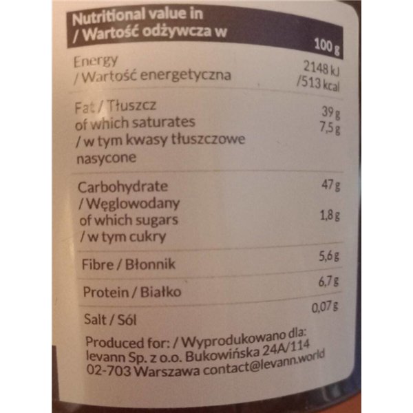 Hasselpähkinä-kaakaolevite, rapea - 250g