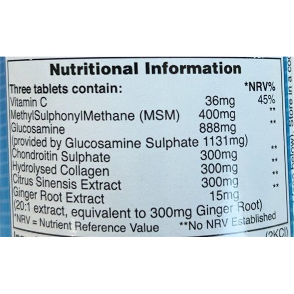 Didelio stiprumo gliukozamino sulfatas + chondroitinas ir MSM + kolagenas - 180 tablečių