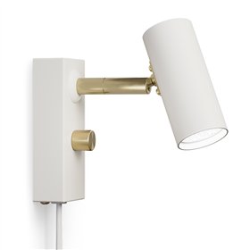 Wall lamp Cato flat white/glossy brass single