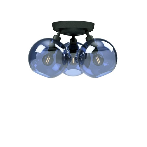 Ceiling light Gloria Ø33 black structure/blue glass