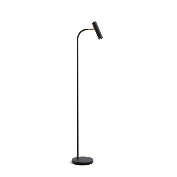 Floor lamp Slender black structure/brass