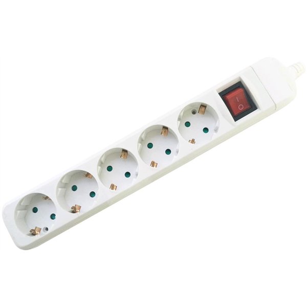 Entac pārvadāmas 5 rozetes ar slēdzi