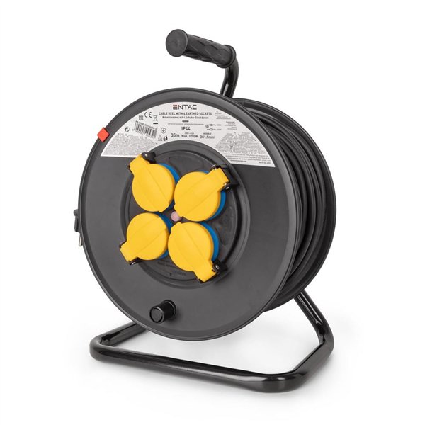 Entac Socket IP44 Cable Reel 4 Sockets 35m 3G1.5
