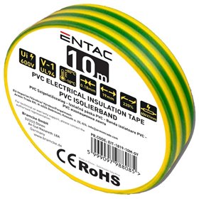 Entac Insulation Tape 0.18x19mm Green-Yellow 10m