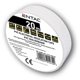 Изоляционная лента Entac 0,13x19 мм белая 20 м