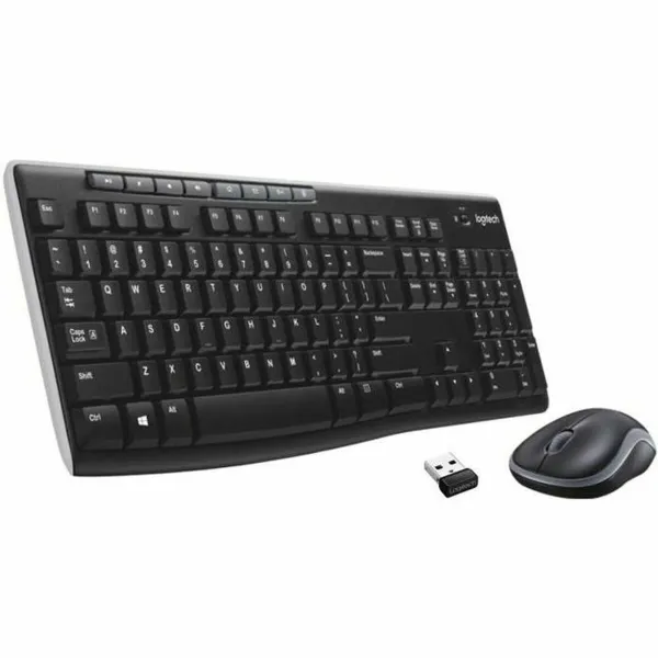 Klaviatūra un Bezvadu Pele Logitech MK270 Francūzis Melns AZERTY
