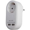 Entac strāvas adapteris 1 iezemēta ligzda un 2 USB (kopā 2,1 A) balts