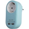 Entac Power Adapter 1 Grounded Socket and 2 USB (total 2.1A) Blue