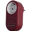 Entac Power Adapter 1 Grounded Socket and 2 USB (total 2.1A) Burgundy