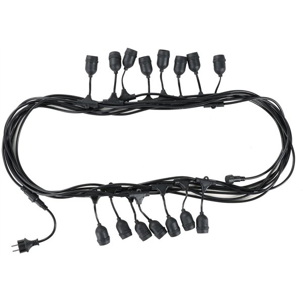 Avide Outdoor 220V E27 String 10m 15 sockets + 15 Decor LED