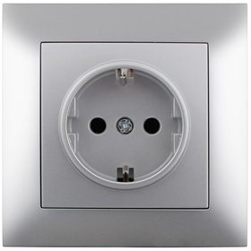 Entac Arnold Recessed wall socket earthed Silver