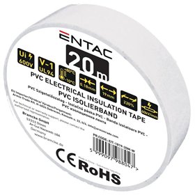 Entac Insulation Tape 0.18x19mm White 20m