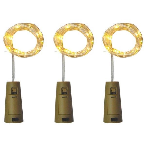 Entac Indoor Silver Wire 20 LED WW Bottle Plug 2m excl. battery 3pcs/bl