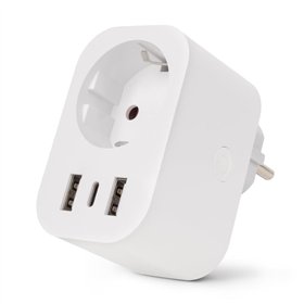 Entac Smart Single Socket Adapter 1x Type-F, 2xUSB-A, 1xUSB-C 2.4A WIBLE