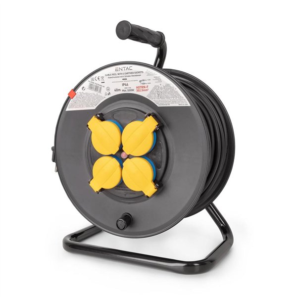 Entac Socket Cable Reel 4 Sockets IP44 40m 3G2.5