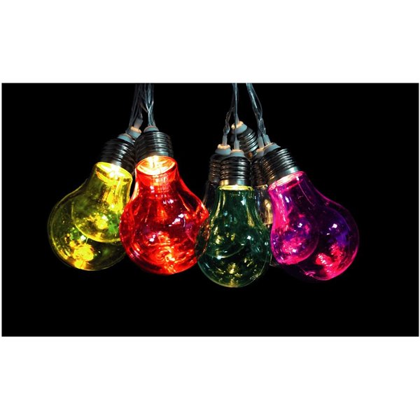 Avide Outdoor Solar String 5m, Transparent Cable, 10 Multicolor Globes, IP44