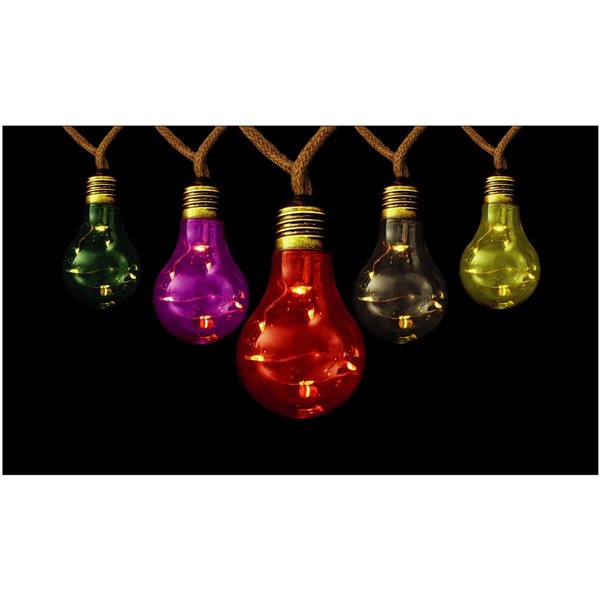 Avide Outdoor Solar String 5m, Rope Cable, 10 Multicolor Copper Wire Globes, IP44