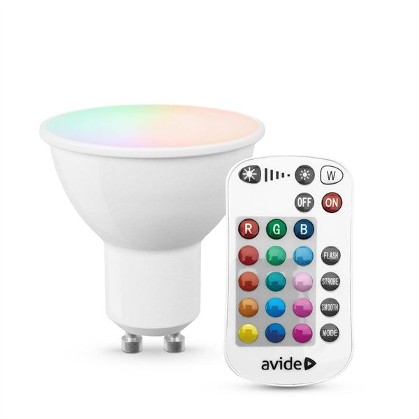 Avide Smart LED GU10 2.9W RGB+W 2700K with IR remote