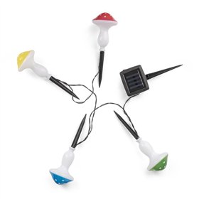Entac Garden Solar String Mushroom, 200mm, 4pcs LEDs on Spike 4 colors