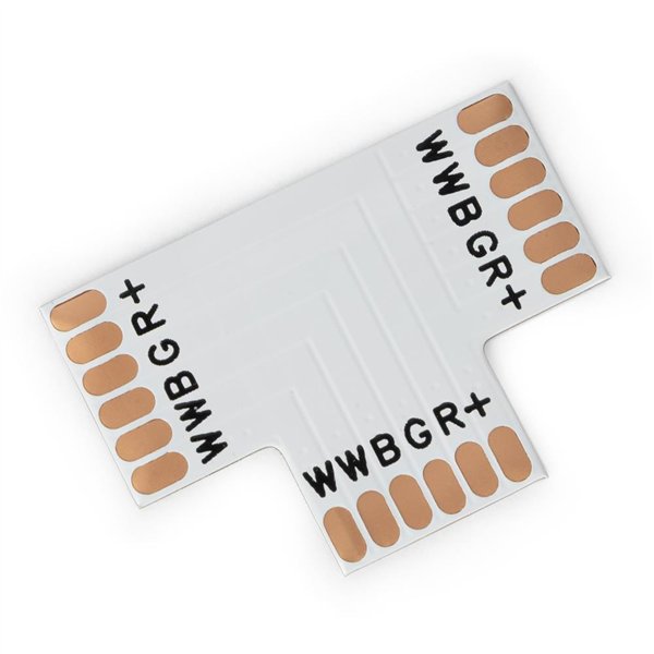 Avide LED juostelė 12-24V T skirstytuvas be litavimo RGB+CCT-6 laidai 12mm (10 vnt. pakuotėje)