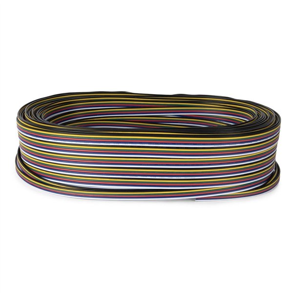 Avide LED Lentes Piederums - 6 Vadu Kabelis 50m Garums Piemērots CLED un SMD 12V-24V - RGB+CCT