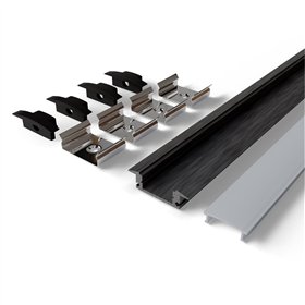 Avide Alu Profile "U" 24.7x7mm Recessed Black with White opal cover 2m, "kit"