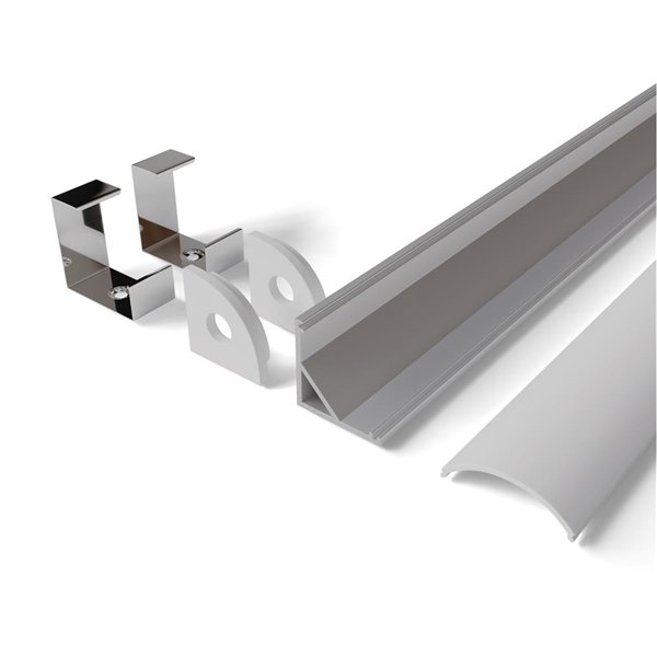 Avide Alu Profile "V" 15.8x15.8mm Corner with White opal cover 1m, "kit"