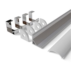 Avide Alu Profile "V" 15.8x15.8mm Corner with White opal cover 2mm, "kit"