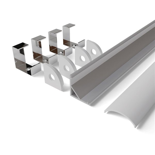 Avide Alu Profile "V" 15.8x15.8mm Corner with White opal cover 2mm, "kit"