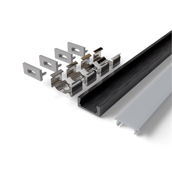 Avide Alu Profiili "U" 15.9x7.8mm Normaali Musta profiili himmeällä suojakuorella 2m, "sarja"