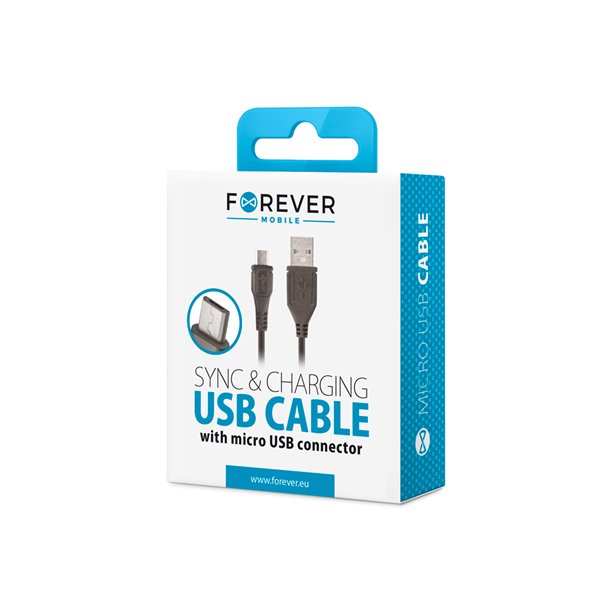 Forever laidas USB - microUSB 1,0 m 1A juodas