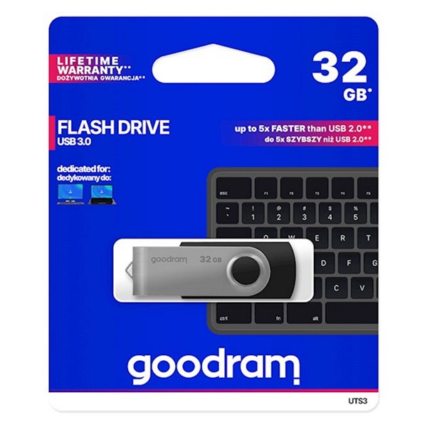 USB Zibatmiņa GoodRam UTS3-0320K0R11 USB 3.1 Melns 32 GB (1 gb.)