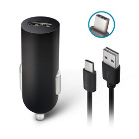 Автомобильное зарядное устройство Forever M02 1x USB 2A черное + кабель USB-C