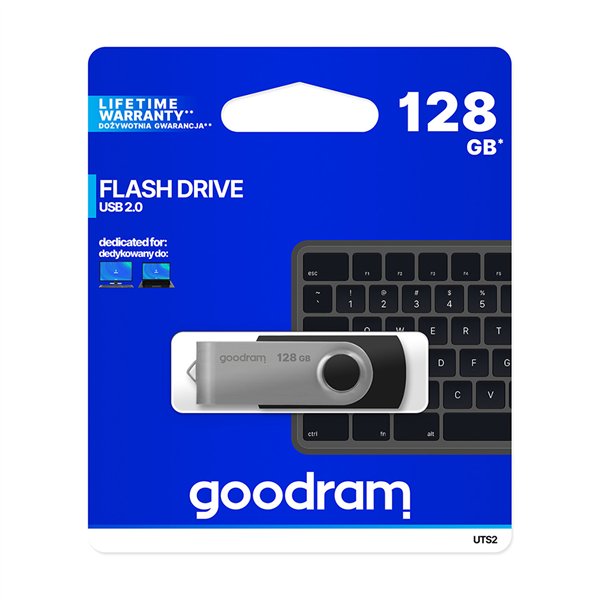USB-tikku GoodRam UTS2-1280K0R11 128 GB 128 GB Musta Musta/Hopeinen (1 osaa)