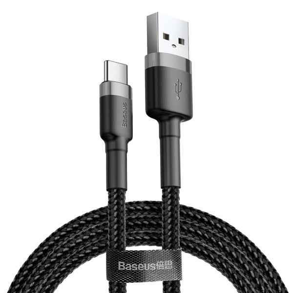USB cable Baseus Cafule Type-C 1.0m 3A gray-black CATKLF-BG1