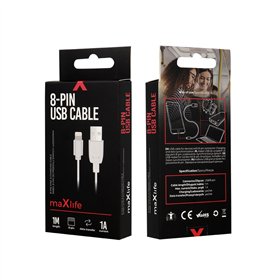 Кабель Maxlife USB - Lightning 1,0 м 1A белый