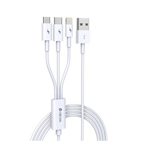 Devia kabelis 3in1 Smart EC141 USB - Lightning + USB-C + MicroUSB 1,2 m 2A balts