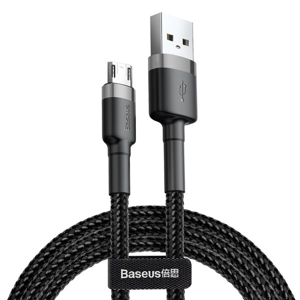 Baseus kabelis Cafule USB - microUSB 0,5 m 2,4A pelēkmelns