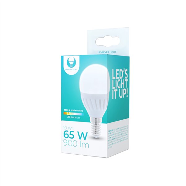 LED spuldze E14 G45 10W 230V 3000K 900lm keramikas Forever Light