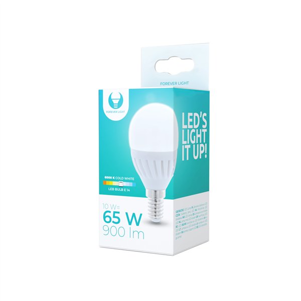 LED-lamppu E14 G45 10W 230V 6000K 900lm keraaminen Forever Light