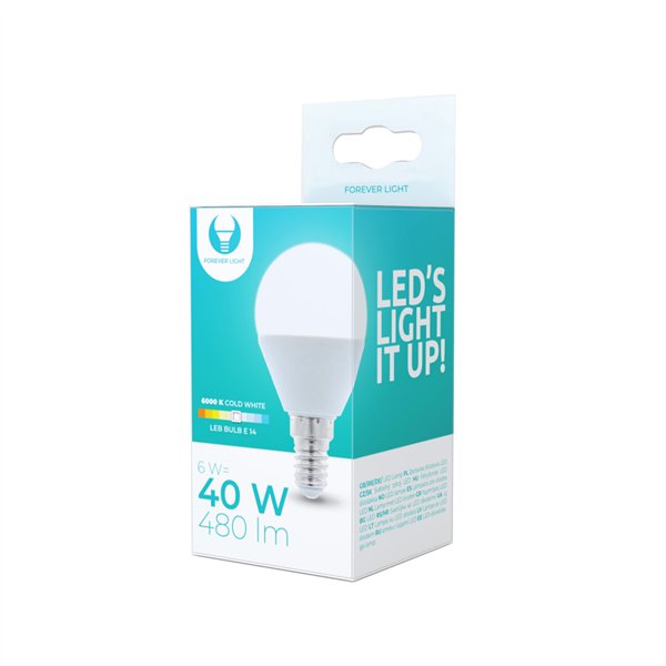 LED-lamppu E14 G45 6W 6000K 480lm Forever Light